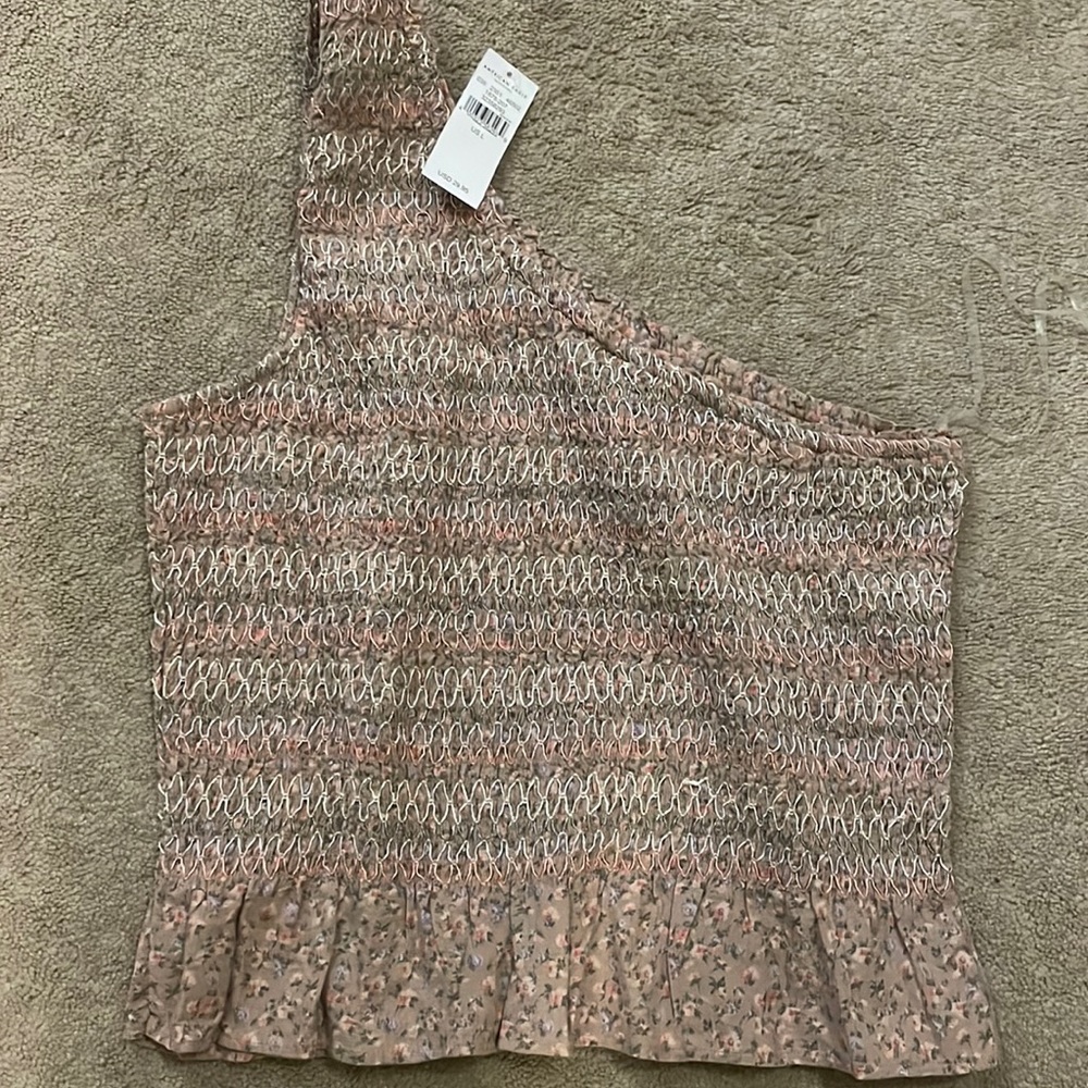 One shoulder smocked Top